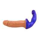 Peacemaker Vixskin Caramel Double Sided Dildo by Vixen Creations with natural and blue ends for ultimate pleasure.