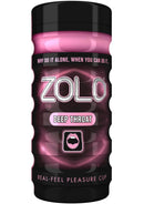 Zolo Deep Throat Real Feel Pleasure Cup Stroker packaging showcasing its lifelike oral experience.