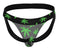 HAZY DAYZ Pot Leaf Jockstrap S/M with bold green pot leaf design on black microfiber fabric showcasing minimal coverage and sporty style.