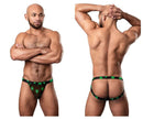 Person wearing HAZY DAYZ Pot Leaf Jockstrap L/XL, featuring a bold pot leaf print and minimal coverage for a sporty, sexy look.