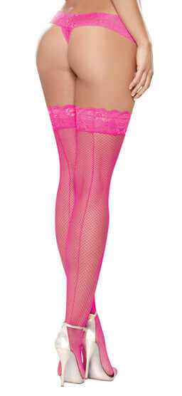 THIGH HIGHS FISHNET NEON PINK O/S-2