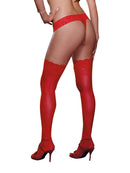 SHEER THIGH HIGH W/ STAY UP LACE TOP RED QUEEN-2