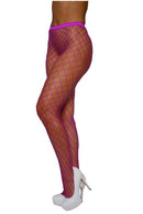 Dreamgirl Pantyhose Fence Net Neon Magenta OS showcasing a bold fence net design and vibrant neon magenta color.