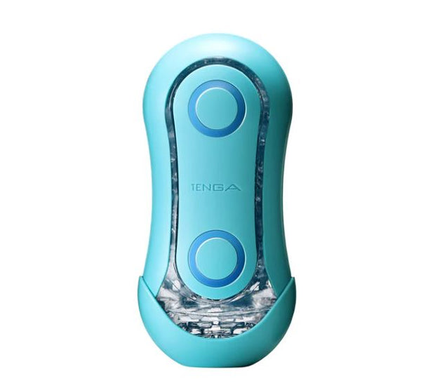 Tenga Flip Orb Ocean Blue Stroker with wavy ribs and pressure-responsive design for dynamic stimulation