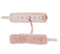 Peaches 'n CreaMe peach-colored faux fur handcuffs with rose gold chain for luxury bondage.