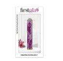 First Glass Vibrating Fuchsia Ari 4 inches in elegant packaging with floral design,