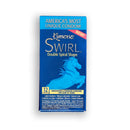 Kimono Swirl Double Spiral Shape 12 Pack Latex Condoms packaging featuring a blue design and innovative features.