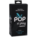 Pop N' Play By Tantus Squirting Packer Honey packaging featuring silicone packer and accessories.