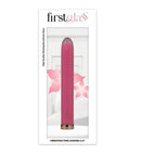 First Glass Vibrating Pink Aurora 6.5 inches in elegant packaging showcasing its smooth glass design.