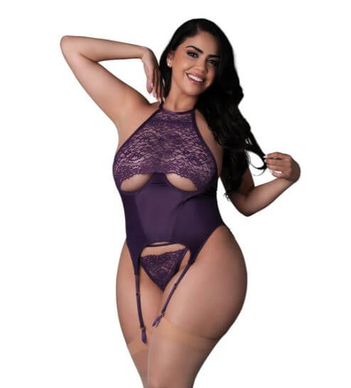 BASQUE & SPLIT PANTY PLUM 2XL-0
