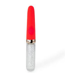 Petites Sparkle Lil Glamour Vibrator in red with a glittery clear base, designed for luxurious clitoral stimulation.