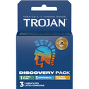 Trojan Discovery Condoms 3 Pack featuring three styles for ultimate protection and pleasure.