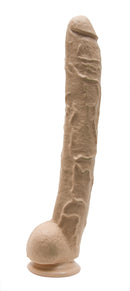 Doc Johnson Dick Rambone Realistic Dildo Beige in lifelike detail, showcasing extreme size and textured design.