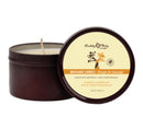 Earthly Body at Night Aphrodisiac Candle Grapefruit Sandalwood 6 Oz in a brown container, ready for massage use.