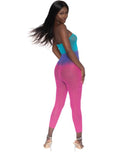 Dreamgirl Versatile Bodystocking Seamless Mesh showcasing bold three-tone color and body-contouring fit.