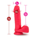 Ruse Big Poppa Silicone Suction Cup Dildo Cerise with dimensions: 2in width, 6.5in insertable length, and 7.75in height.