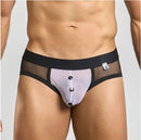 MaleBasics MOB Maitre D Brief Costume Black Small showcased on a male model, elegant and form-fitting design.