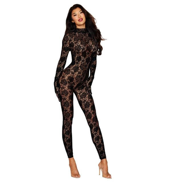 GLOVED BODYSTOCKING BLACK O/S-0
