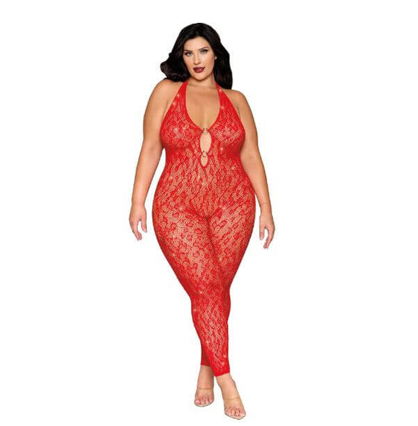 RHINESTONE BODYSTOCKING POINSETTIA Q/S-1