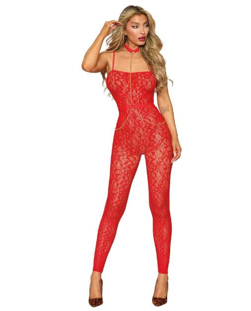 BODYSTOCKING & HARNESS POINSETTIA O/S-0