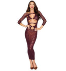 BODYSTOCKING GOWN & SHRUG CHERRY LACQUER O/S-0