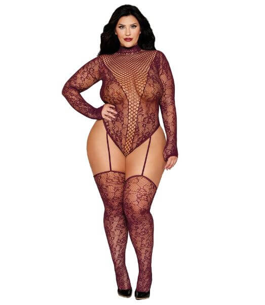 TEDDY BODYSTOCKING CHERRY LACQUER Q/S-0