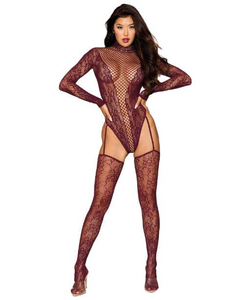 TEDDY BODYSTOCKING CHERRY LACQUER O/S-0