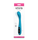 INYA Technica Rechargeable Silicone G-Spot Vibrator Blue packaging, sleek design, controls, body-safe silicone.