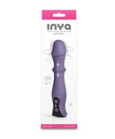 INYA Integra Rechargeable Multifunction Vibrator Purple in packaging with instructions and features highlighted.