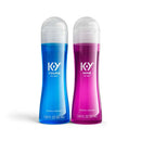 K-Y Yours & Mine Couples Lubricants in blue and pink bottles, personal lubricant for couples, 1.69 fl oz each.