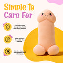 Happy Peckers Penis Pillow Small care instructions with cleaning tips and drying details.