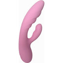 Unique Touch Slut Bag Set With Pink Rabbit Vibrator featuring a smooth, curved design for dual stimulation.