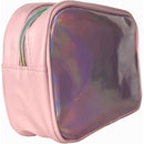 Unique Touch Slut Bag Set With Pink Rabbit Vibrator shimmering holographic travel bag side view