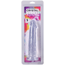 Doc Johnson Crystal Jellies Realistic Cock 9 Inch Clear dildo in clear packaging displaying realistic design.