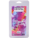 Crystal Jellies Novice Pop Plug 4 Inch Purple packaging, showcasing features like tapered tip and suction cup base.
