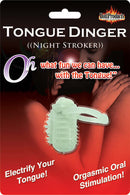 Tongue Dinger Glow-in-the-Dark Night Stroker vibrates for enhanced oral stimulation with a glow design.