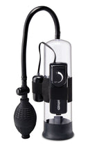 Classix Vibrating Power Penis Pump featuring a clear cylinder and adjustable vibration settings for enhanced male pleasure.