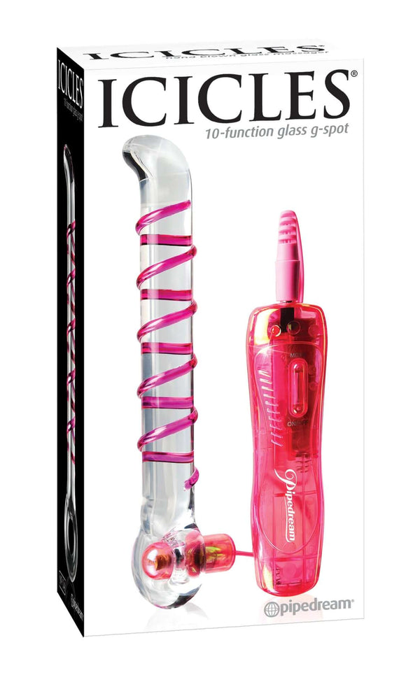 Icicles No. 4 10-Function Glass G-Spot Vibrating Wand in packaging