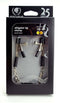 Spartacus adjustable alligator tip nipple clamps with jewel chain in packaging, featuring rubber-tipped ends for comfort.