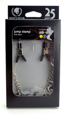 Spartacus Adjustable Jumper Cable Nipple Clamps with Chain packaging showcasing clamps and link chain design.