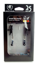 Spartacus Adjustable Beaded Nipple Clamps in packaging with decorative beads and adjustable pressure features.