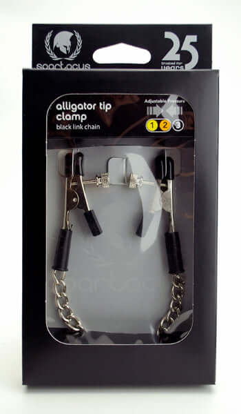 Spartacus Adjustable Alligator Nipple Clamps with Jewel Chain in packaging