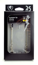 Spartacus adjustable tweezer clamps with jewel chain in elegant packaging for sensory play exploration.