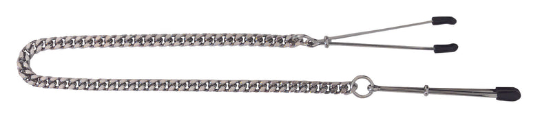 Spartacus adjustable tweezer clamps with jewel chain for enhanced sensory play and customizable intensity.