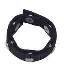 Spartacus Black Leather Adjustable Cock Ring with Snaps for Custom Fit
