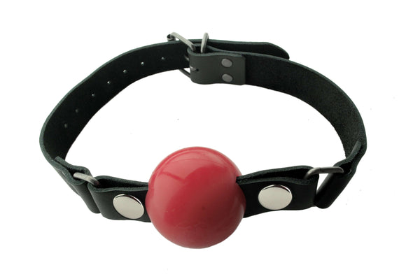 Spartacus Leather Nickel Free Red Ball Gag with Silicone Removable Ball for Sensory Play