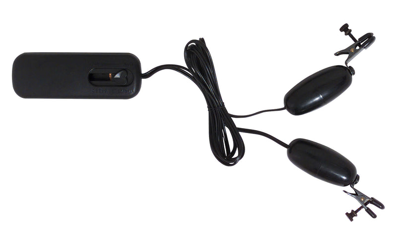 Spartacus Leathers Vibrating Nipple Clamps with adjustable tension and multiple speed settings.