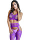 2 Pc purple bralette and gartered bodystocking lingerie set featuring a stylish design and form-fitting style.