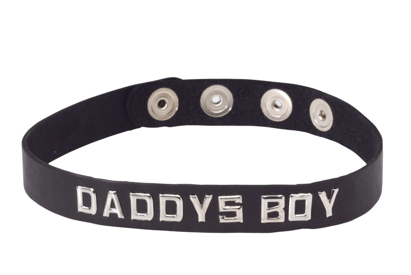 Spartacus Leathers Daddy’s Boy Collar with adjustable snaps made from premium oil-tanned leather featuring bold silver-tone studs.