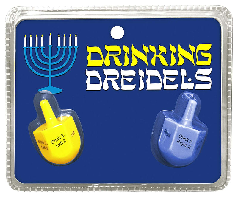 Drinking Dreidels Adult Game featuring colorful dreidels on packaging for fast-paced holiday fun.